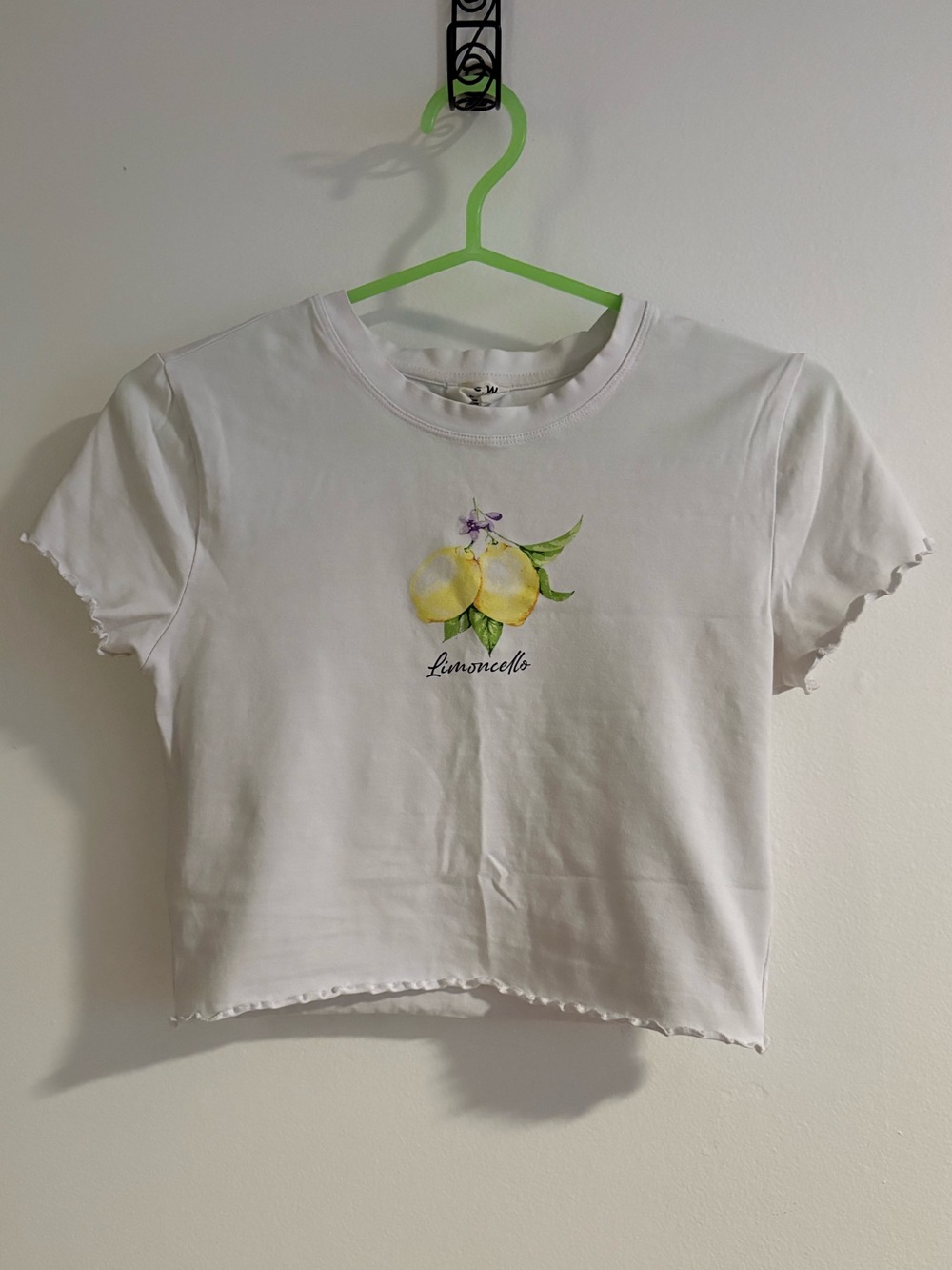 Ardene White Crop Tee with Yellow Lemon Graphic